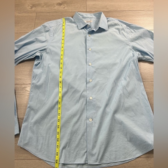 Valentino Blue Cotton Button Up Dress Solid Shirt - Picture 9 of 10